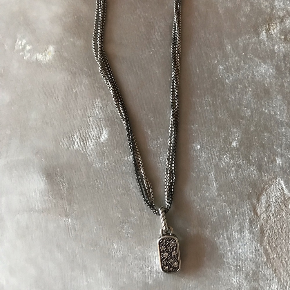 David Yurman black bar with diamonds necklace